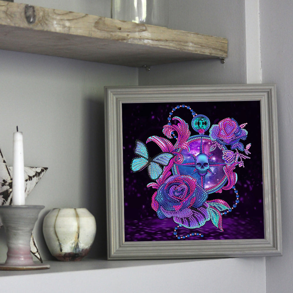 Flower Skull Cross - Special Shaped Drill Diamond Painting 30*30CM