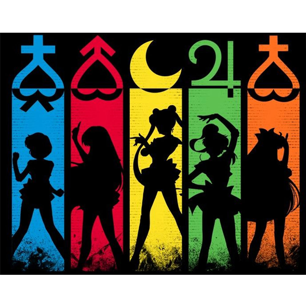 Sailor Moon Silhouette - Full Round Drill Diamond Painting 40*30CM