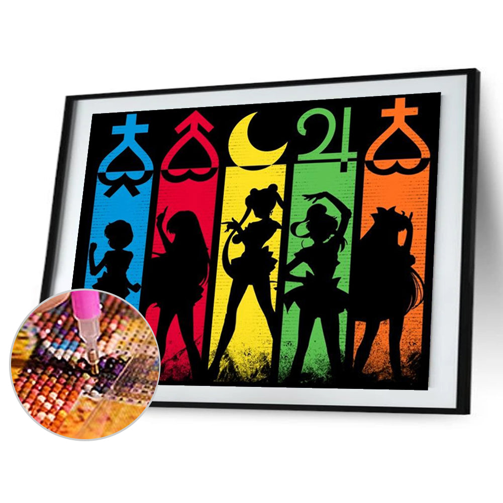 Sailor Moon Silhouette - Full Round Drill Diamond Painting 40*30CM