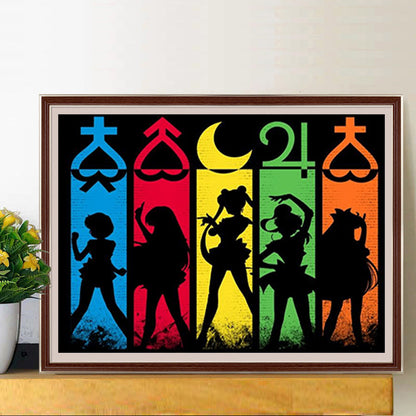 Sailor Moon Silhouette - Full Round Drill Diamond Painting 40*30CM