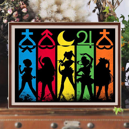 Sailor Moon Silhouette - Full Round Drill Diamond Painting 40*30CM