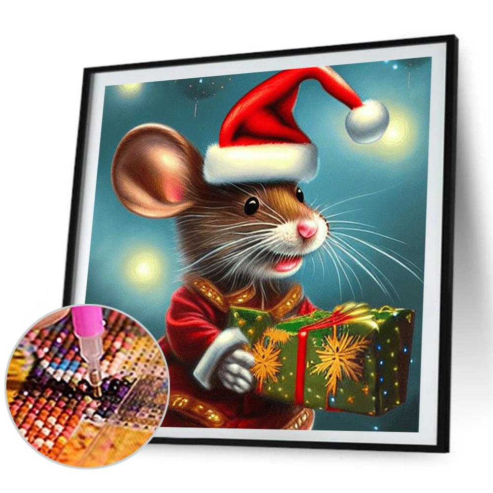 Christmas Mouse - Full Round Drill Diamond Painting 30*30CM