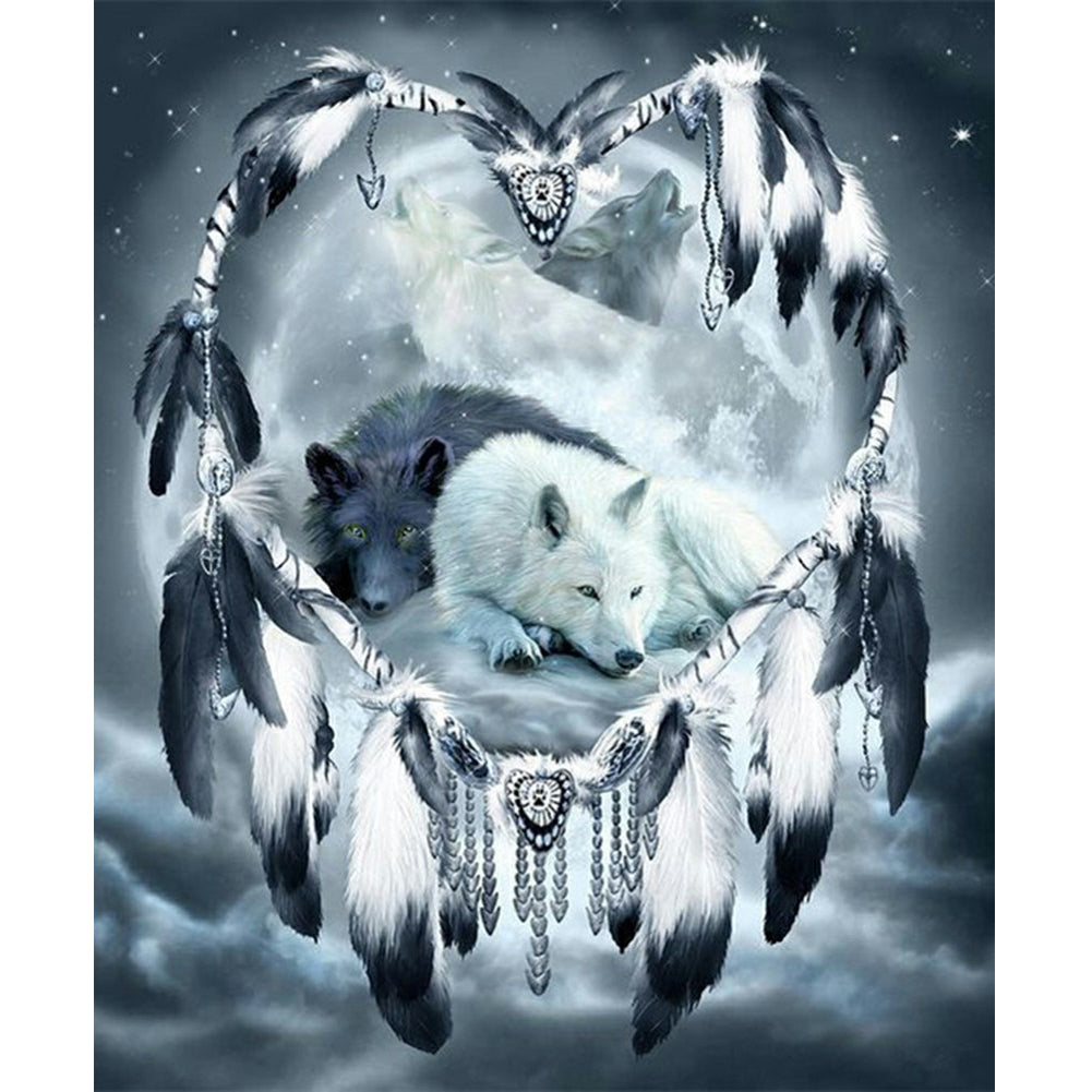 Wolf Dream Catcher - Full Round Drill Diamond Painting 40*50CM