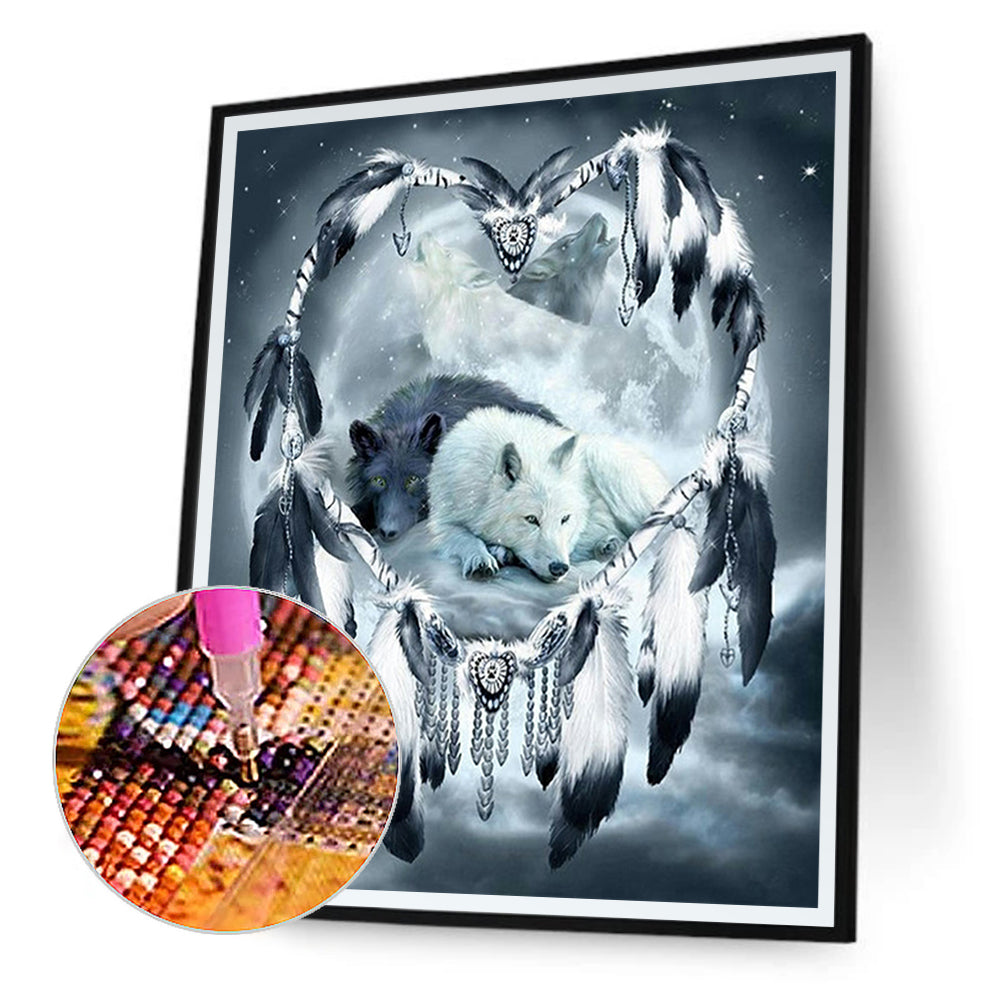 Wolf Dream Catcher - Full Round Drill Diamond Painting 40*50CM