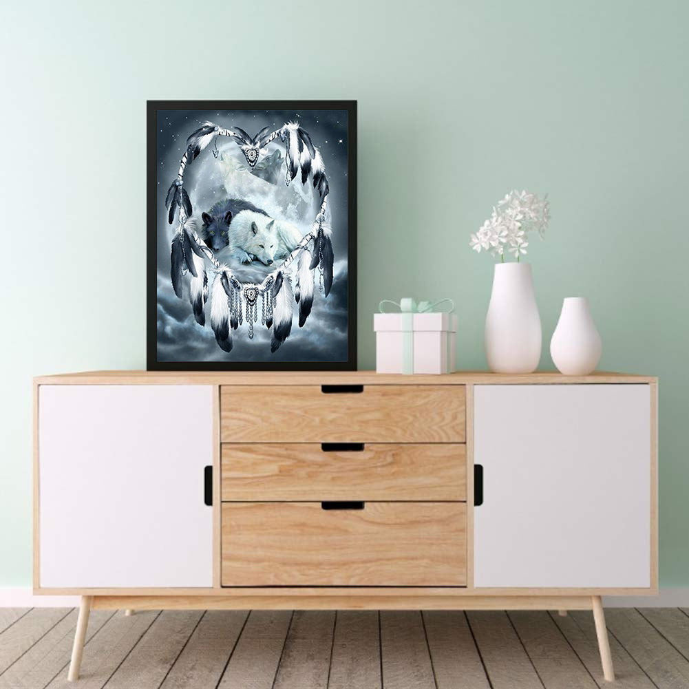 Wolf Dream Catcher - Full Round Drill Diamond Painting 40*50CM