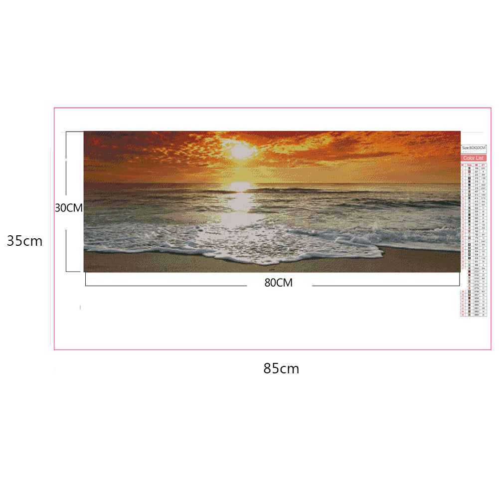 Beach Sunset - Full Square Drill Diamond Painting 80*30CM