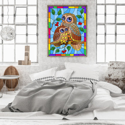 Rainbow Owl - Special Shaped Drill Diamond Painting 30*40CM
