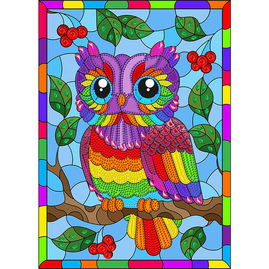 Rainbow Owl - Special Shaped Drill Diamond Painting 30*40CM