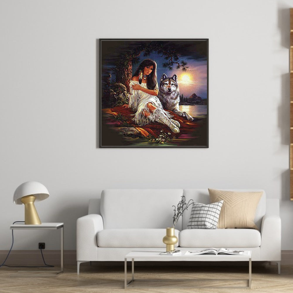 Beauty And The Wolf - Full Square Drill Diamond Painting 30*30CM