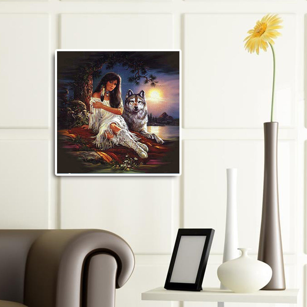 Beauty And The Wolf - Full Square Drill Diamond Painting 30*30CM