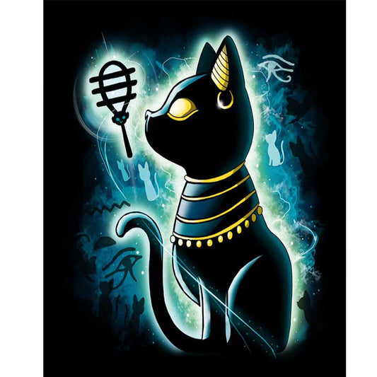 Black Egyptian Cat - Full Round Drill Diamond Painting 30*40CM