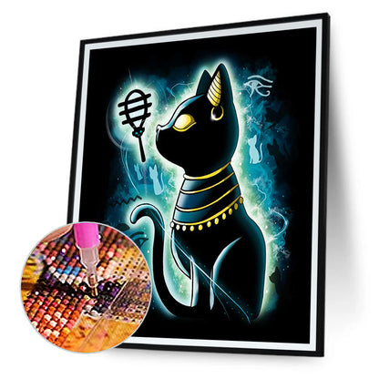 Black Egyptian Cat - Full Round Drill Diamond Painting 30*40CM