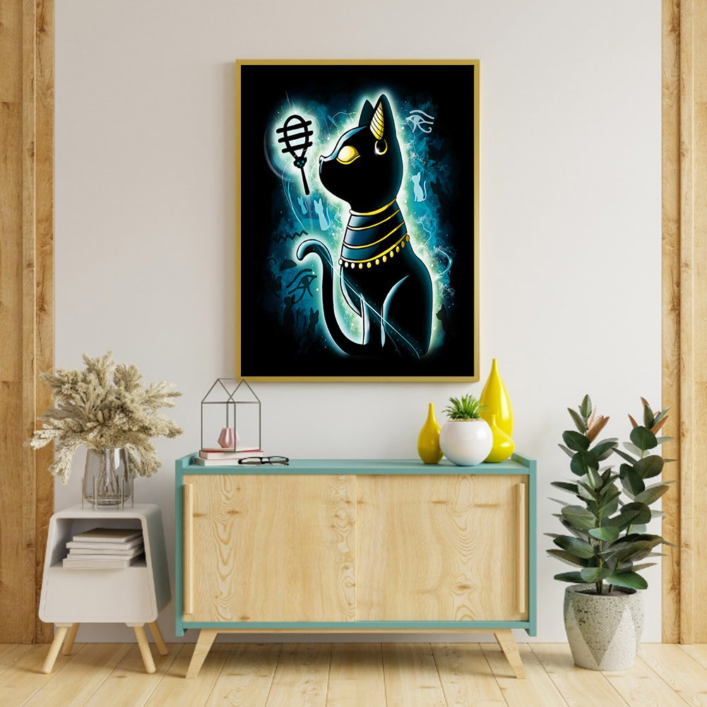 Black Egyptian Cat - Full Round Drill Diamond Painting 30*40CM