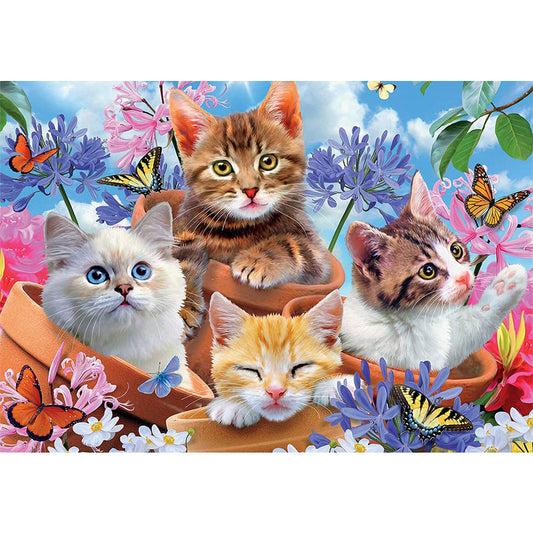 Butterfly Kitten - Full Round Drill Diamond Painting 50*40CM