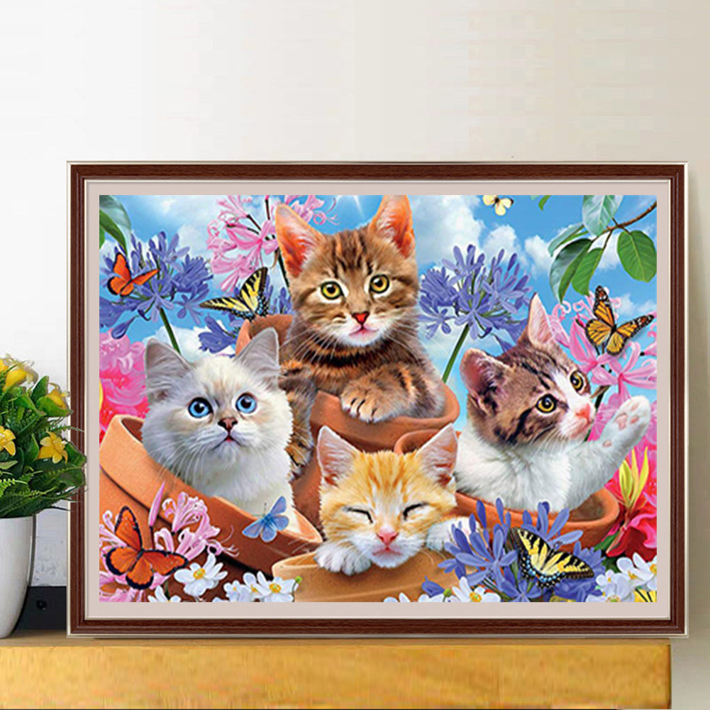 Butterfly Kitten - Full Round Drill Diamond Painting 50*40CM