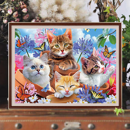 Butterfly Kitten - Full Round Drill Diamond Painting 50*40CM