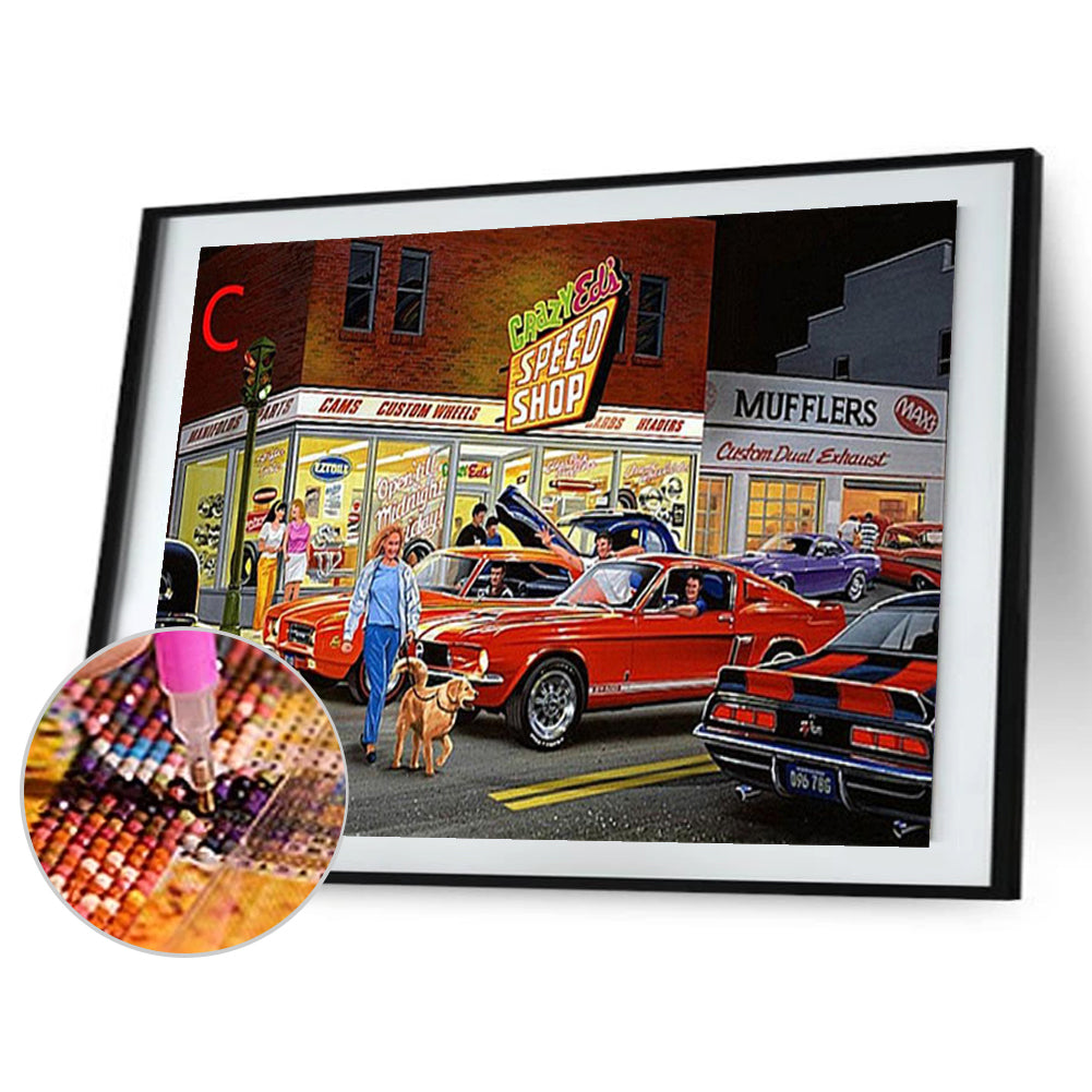 Night Parking Lot - Full Round Drill Diamond Painting 50*40CM