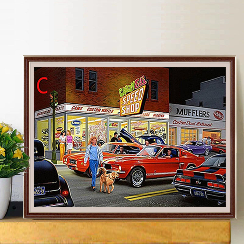 Night Parking Lot - Full Round Drill Diamond Painting 50*40CM