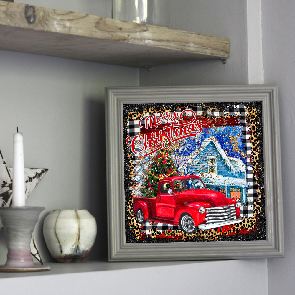 Merry Christmas Red Car - Full Round Drill Diamond Painting 30*30CM