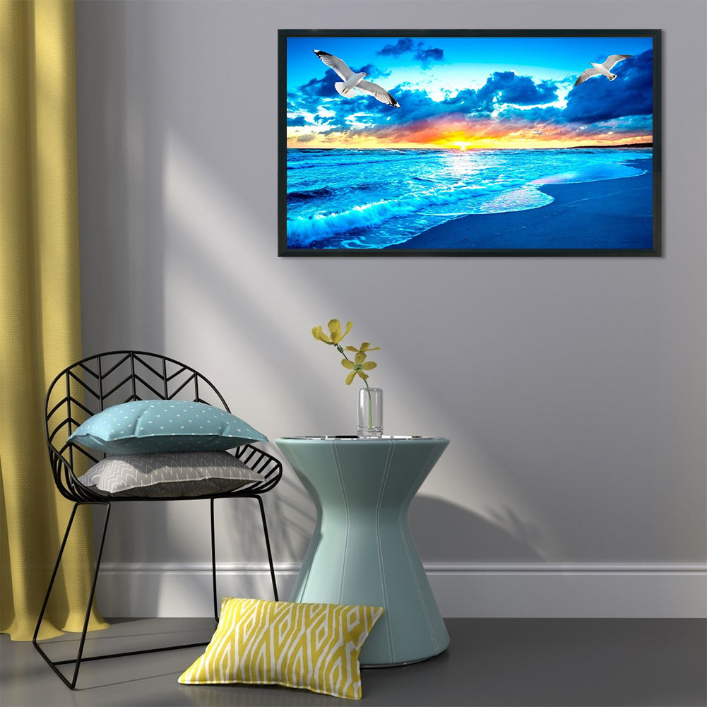 Beach Sunrise - Full Round Drill Diamond Painting 70*40CM