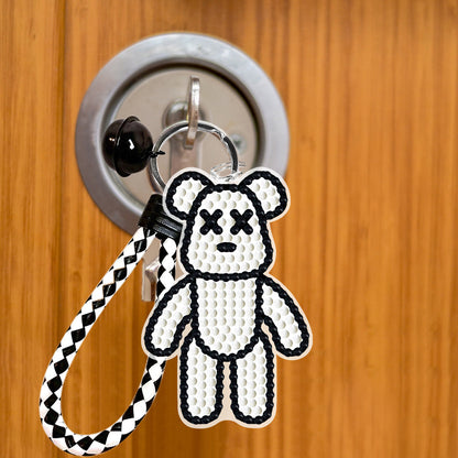 DIY Diamond Key Chain Cute Double Sided Cartoon Bear Key Phone Charm Accessories