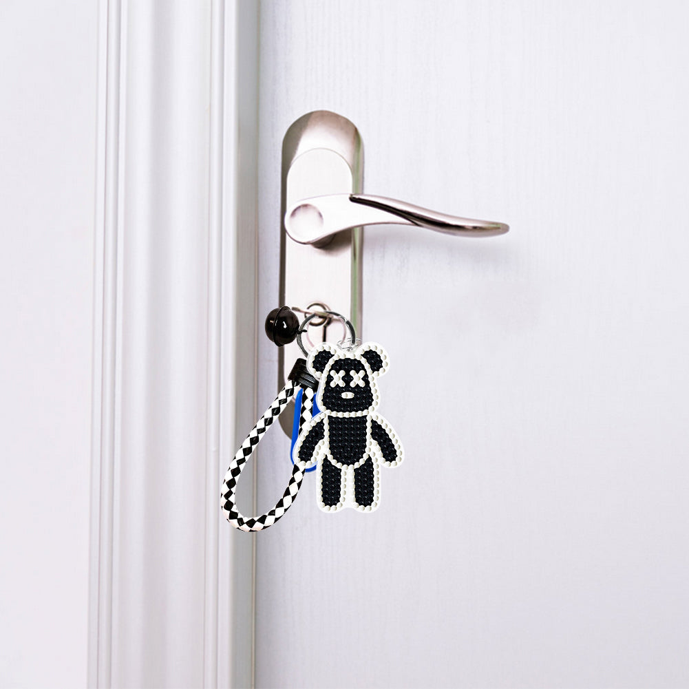 DIY Diamond Key Chain Cute Double Sided Cartoon Bear Key Phone Charm Accessories