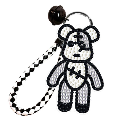 DIY Diamond Key Chain Cute Double Sided Cartoon Bear Key Phone Charm Accessories