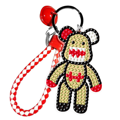 DIY Diamond Key Chain Cute Double Sided Cartoon Bear Key Phone Charm Accessories