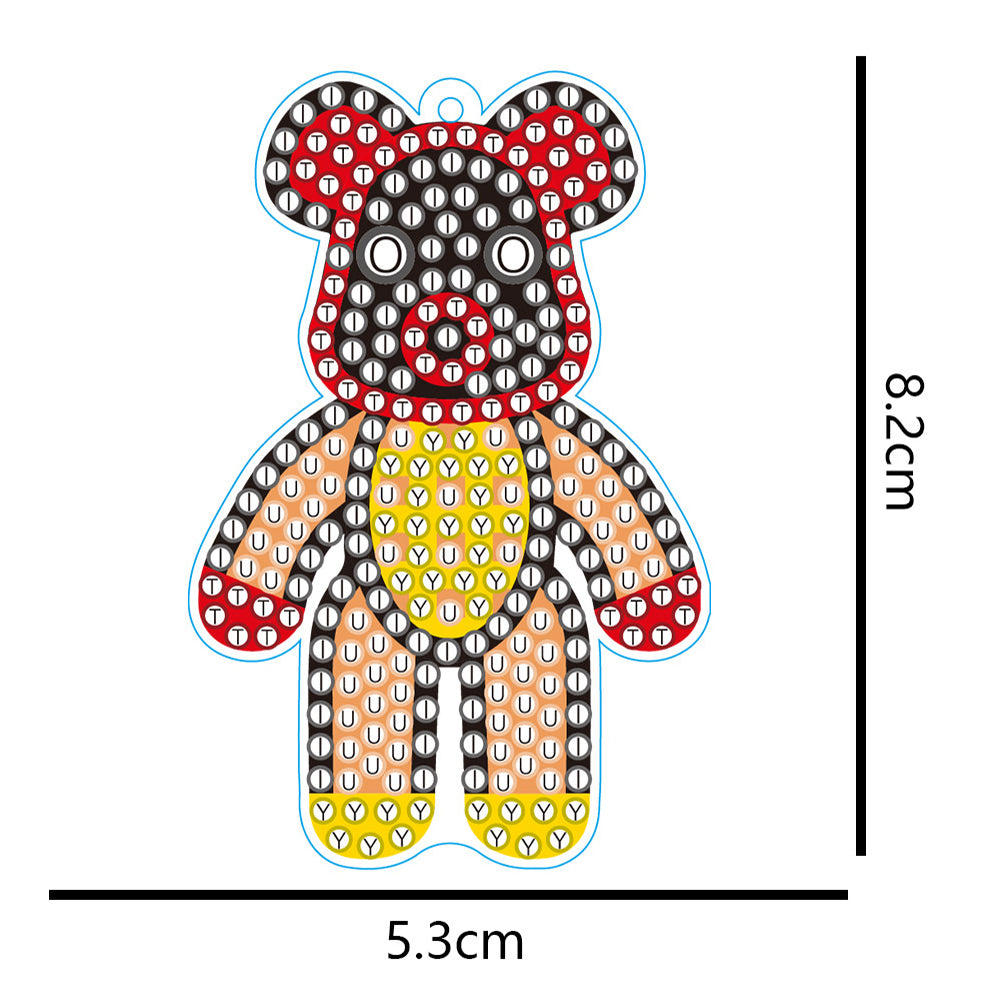 DIY Diamond Key Chain Cute Double Sided Cartoon Bear Key Phone Charm Accessories