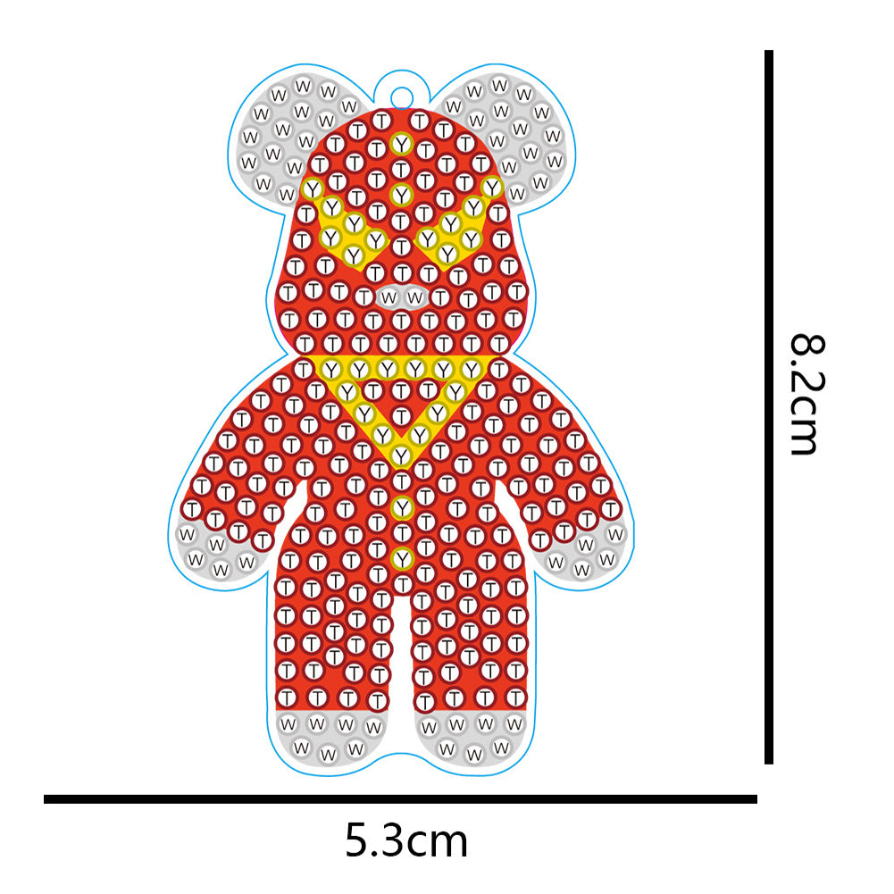 DIY Diamond Key Chain Cute Double Sided Cartoon Bear Key Phone Charm Accessories