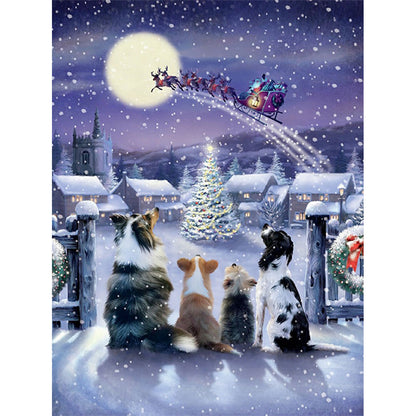 Dog In Snow - Full Square Drill Diamond Painting 40*50CM
