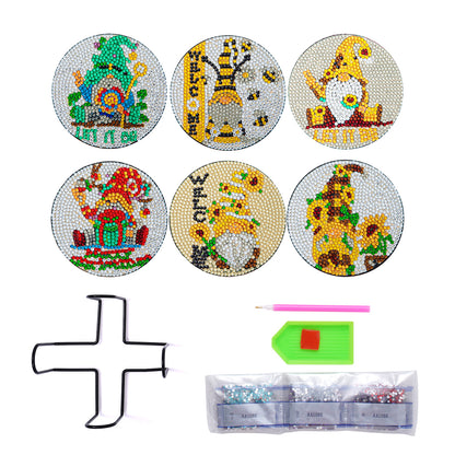 Christmas Coaster 5D DIY 6pcs/set Cup Cushion Acrylic Wooden for Room Decoration