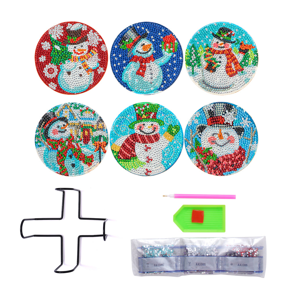 Christmas Coaster 5D DIY 6pcs/set Cup Cushion Acrylic Wooden for Room Decoration