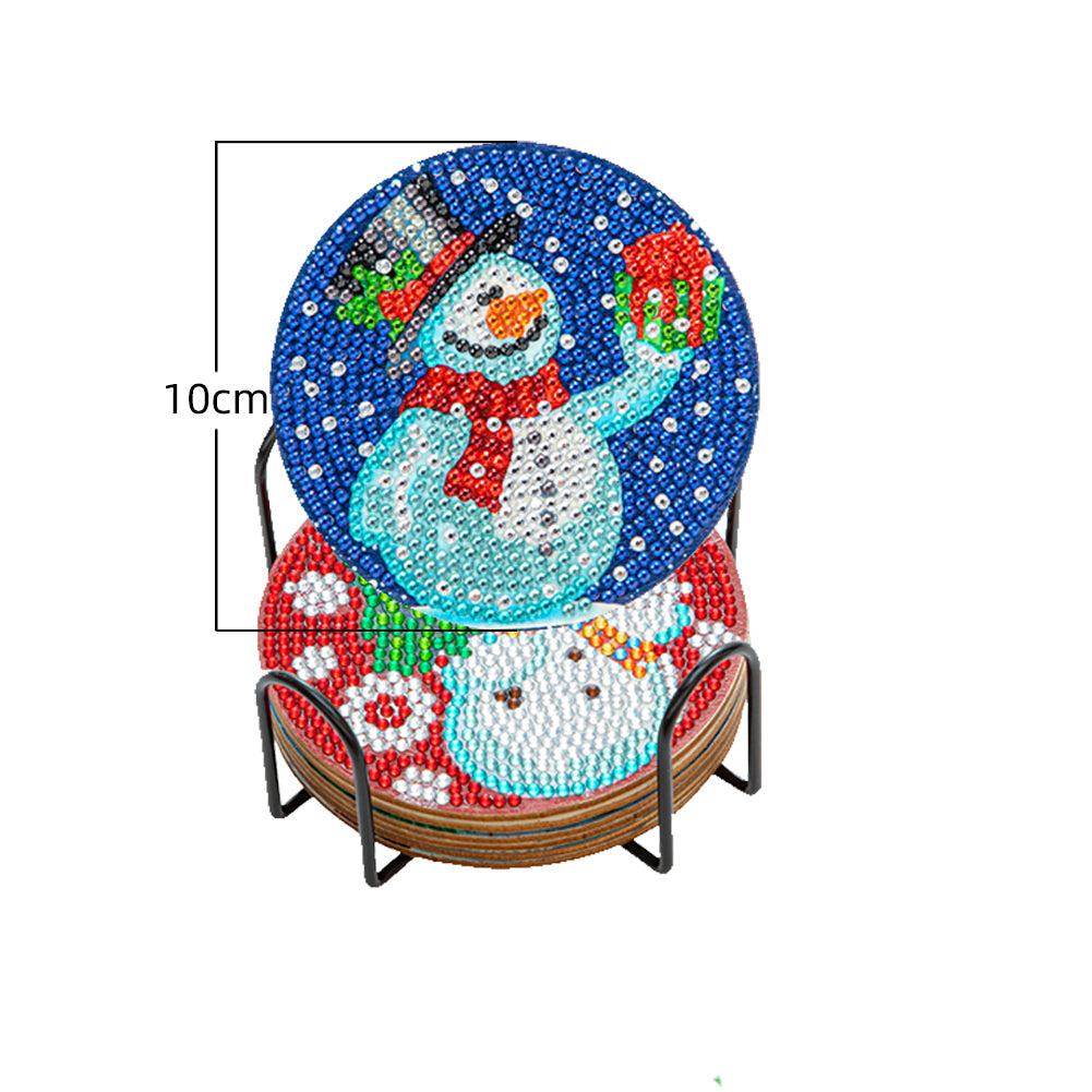 Christmas Coaster 5D DIY 6pcs/set Cup Cushion Acrylic Wooden for Room Decoration