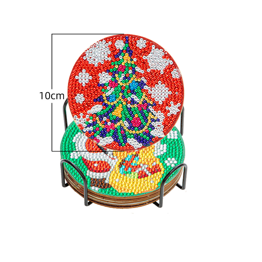 Christmas Coaster 5D DIY 6pcs/set Cup Cushion Acrylic Wooden for Room Decoration