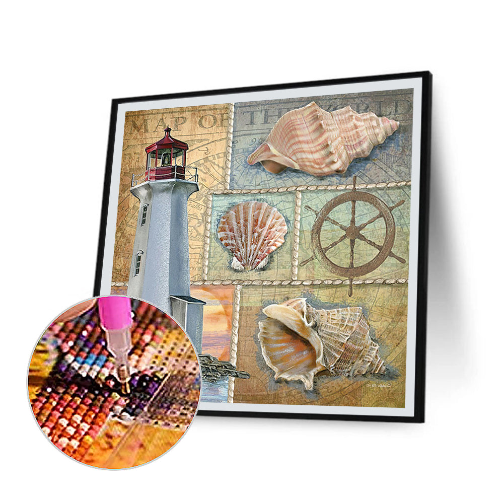 Shell Lighthouse - Full Square Drill Diamond Painting 30*30CM