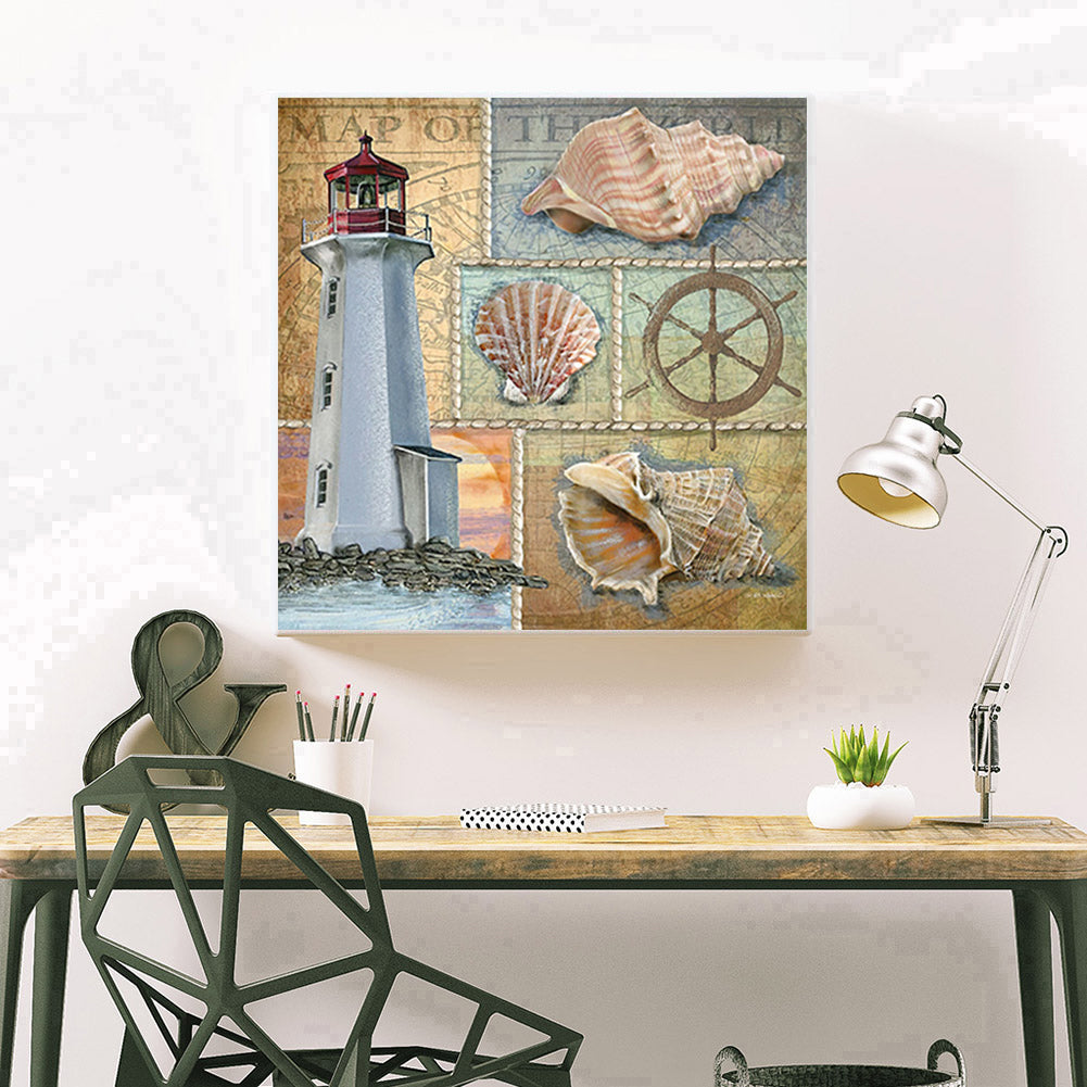 Shell Lighthouse - Full Square Drill Diamond Painting 30*30CM