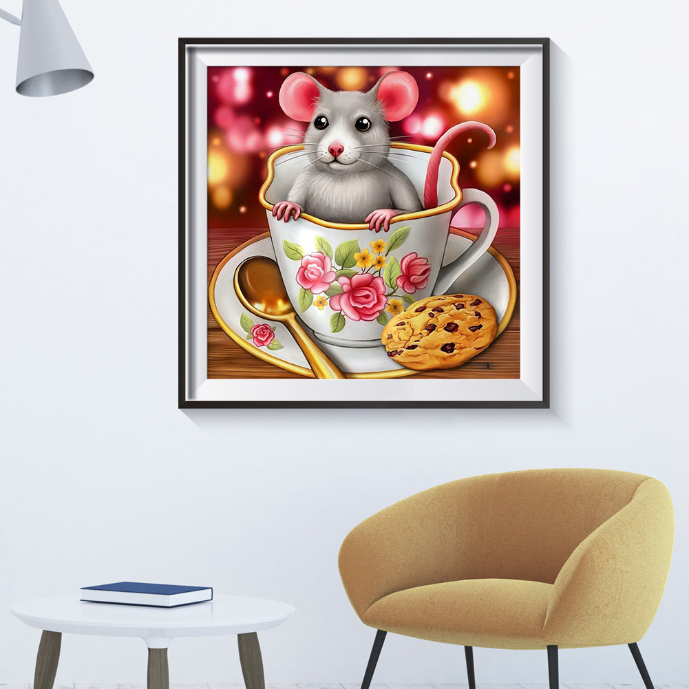 Mouse In Cup - Full Round Drill Diamond Painting 50*50CM