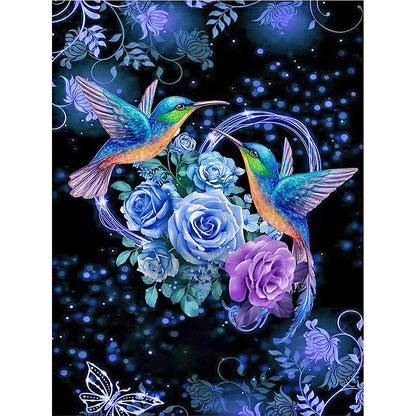 Flower I Hummingbird - Full Round Drill Diamond Painting 40*50CM