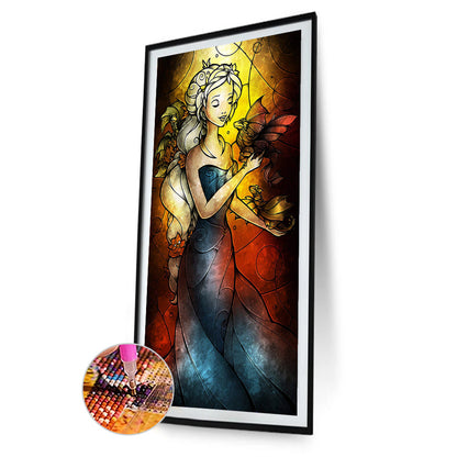 Glass Painted Girl - Full Round Drill Diamond Painting 35*55cm