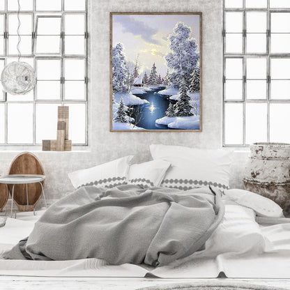 Snowy Village - Full Round Drill Diamond Painting 40*50CM