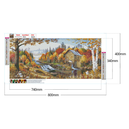 Cottage By The River - Full Square Drill Diamond Painting 80*40CM