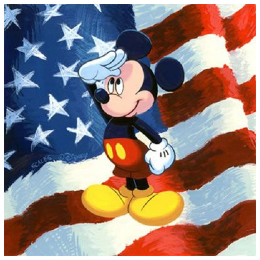 Mickey Mouse With Flag - Full Square Drill Diamond Painting 30*30CM