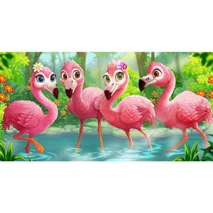 Cartoon Flamingo - Full Square Drill Diamond Painting 60*30CM