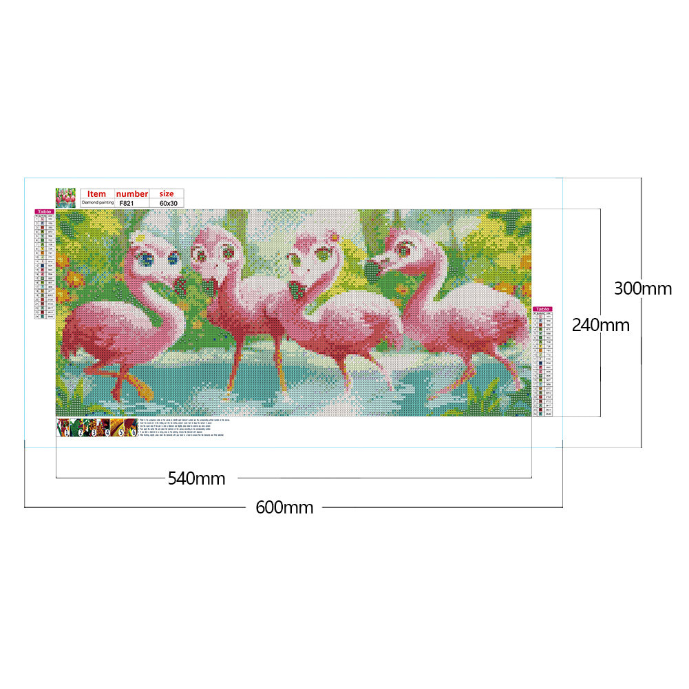 Cartoon Flamingo - Full Square Drill Diamond Painting 60*30CM