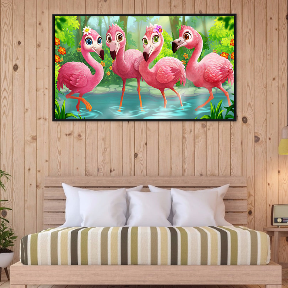 Cartoon Flamingo - Full Square Drill Diamond Painting 60*30CM