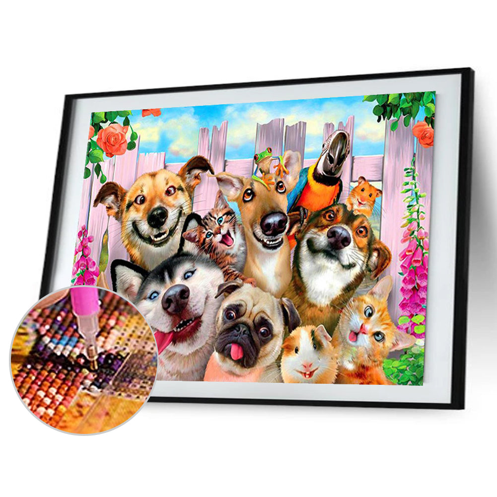 Funny Cats And Dogs - Full Square Drill Diamond Painting 40*30CM