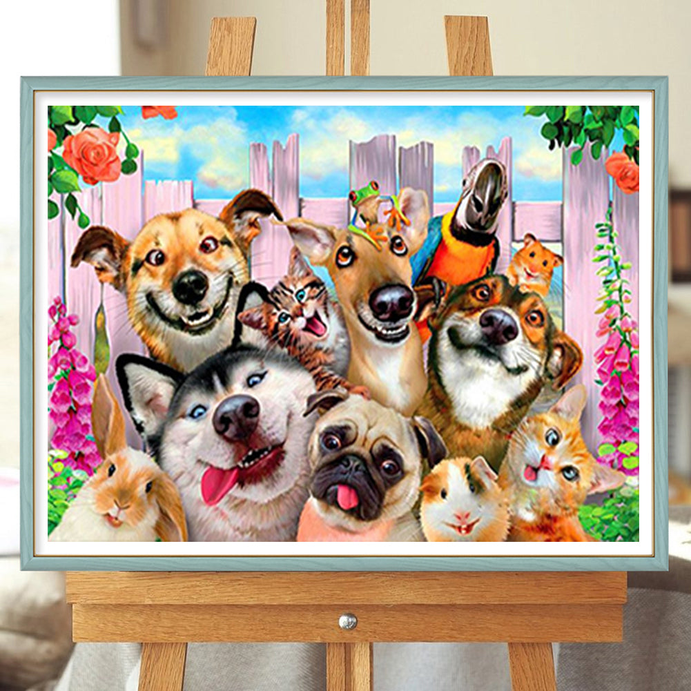 Funny Cats And Dogs - Full Square Drill Diamond Painting 40*30CM