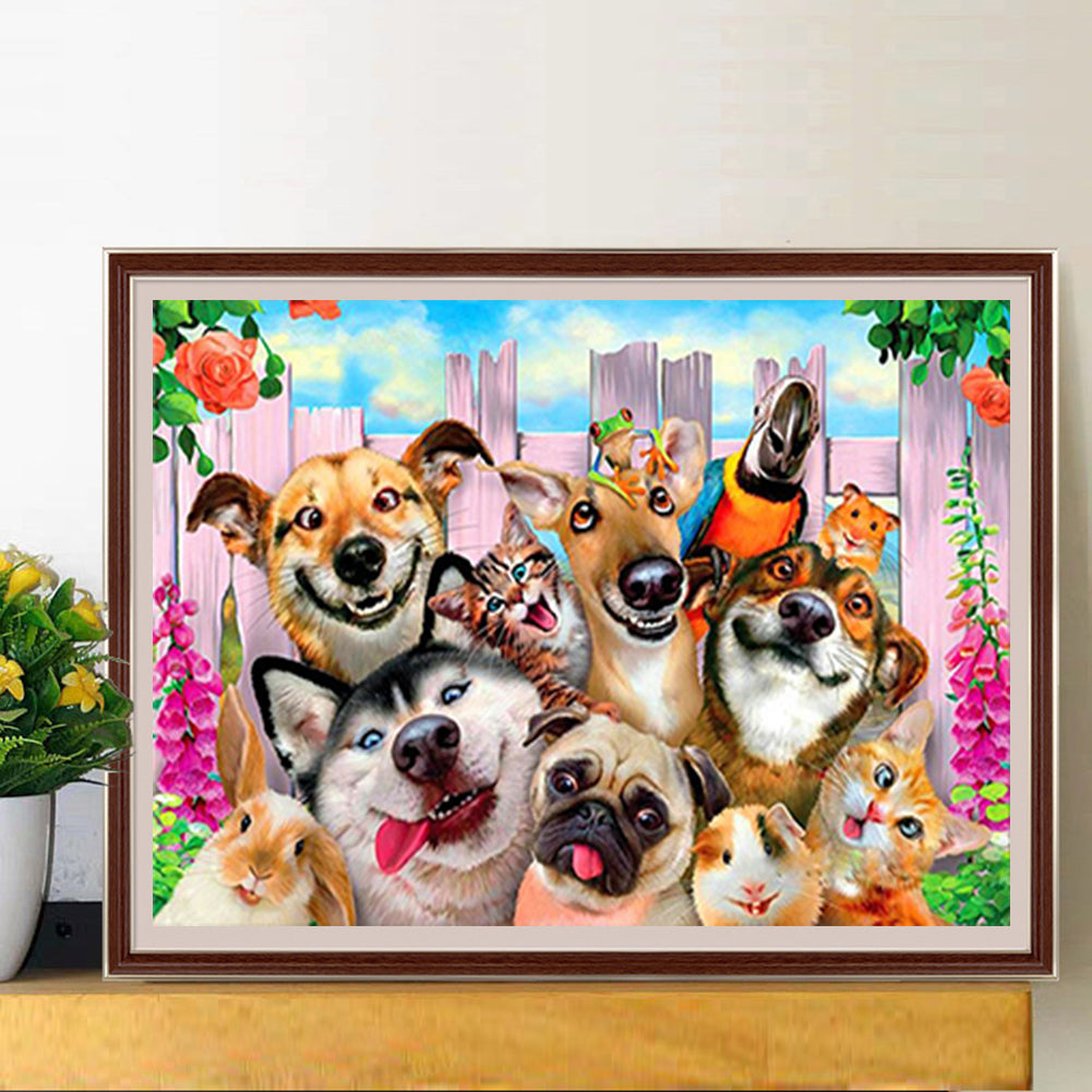 Funny Cats And Dogs - Full Square Drill Diamond Painting 40*30CM