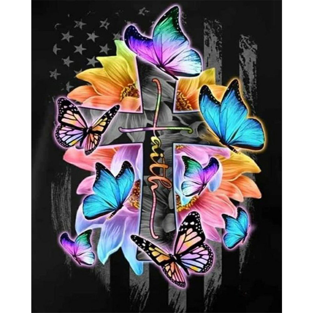 Butterfly Cross - Full Round Drill Diamond Painting 40*50CM